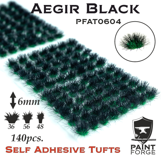 Paint Forge kępki trawki Aegir Black - 140sztuk / 6mm